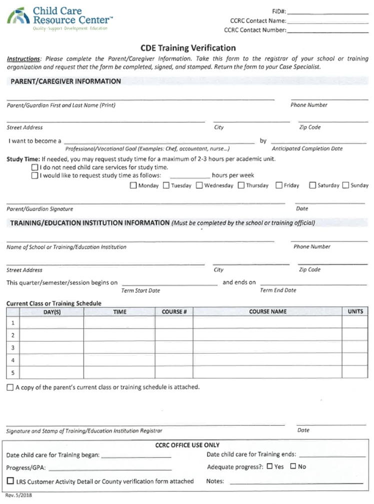 CCRC Example Form